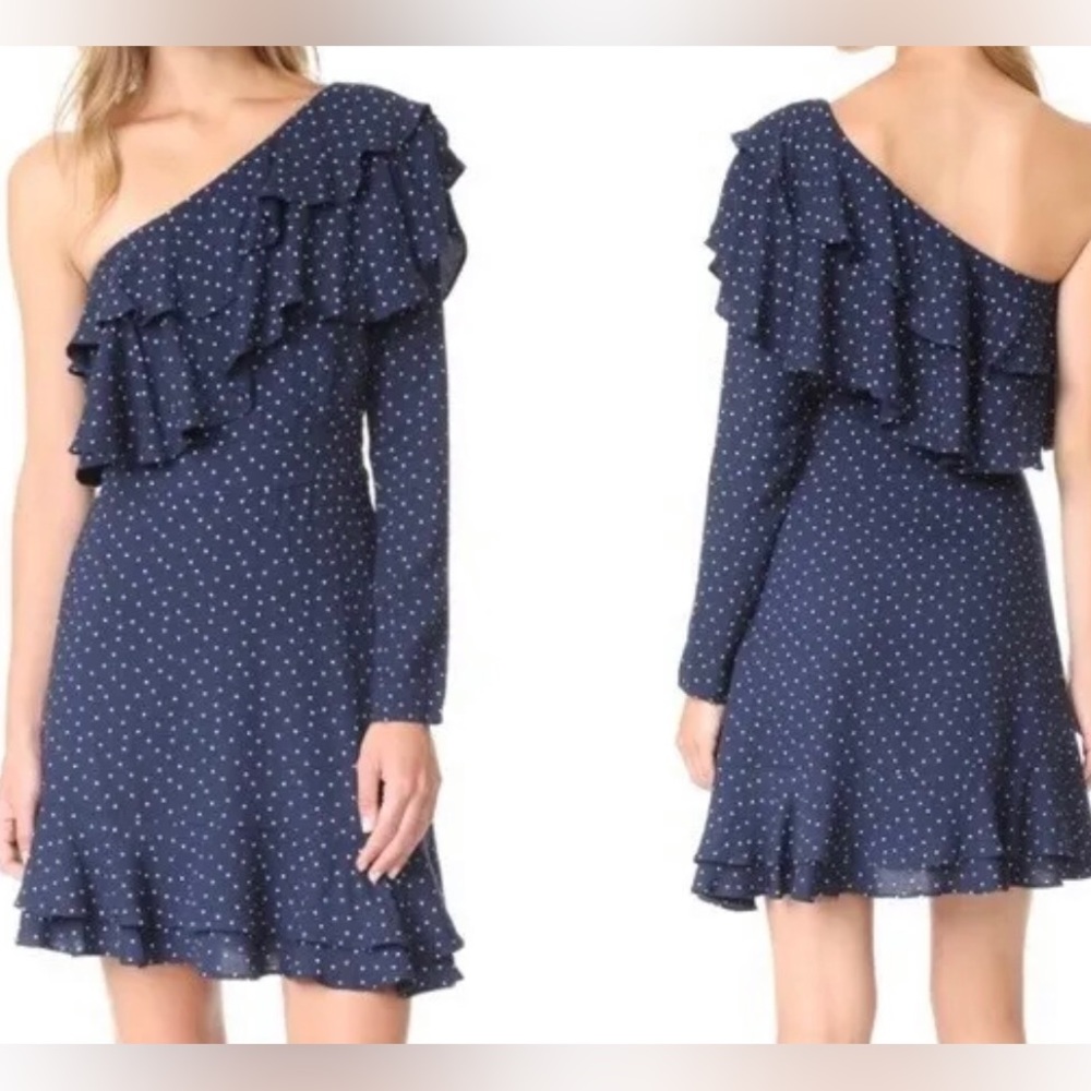 WAYF One Shoulder Polka Dot Mini Dress